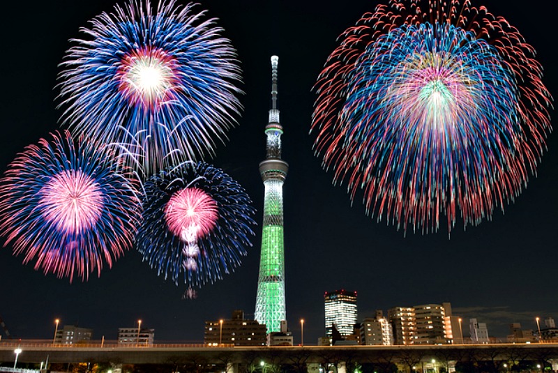 Fuochi artificiali Tokyo Skytree